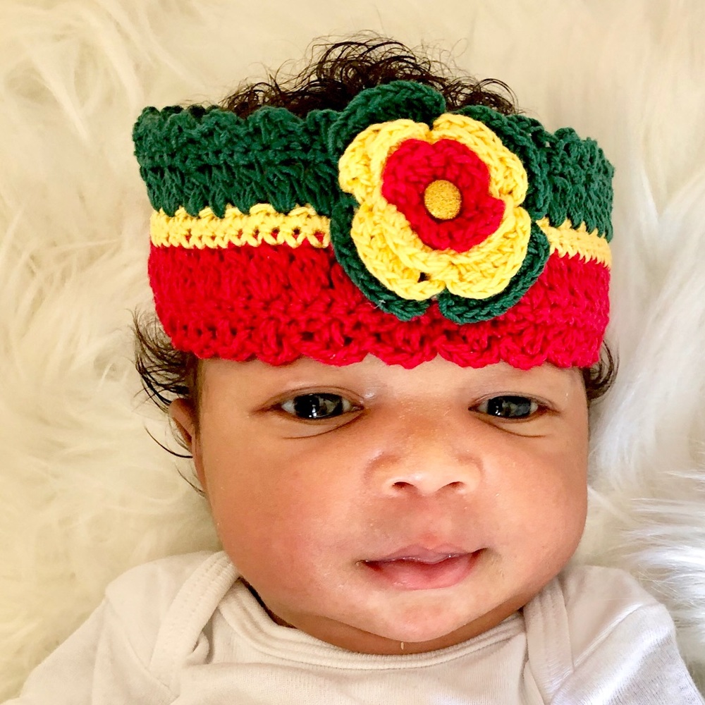 Premie newborn Rasta baby girl head band.